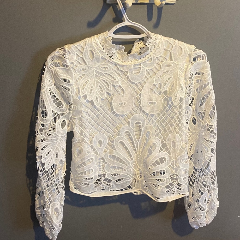 NEW High Neck Floral Lace Crop